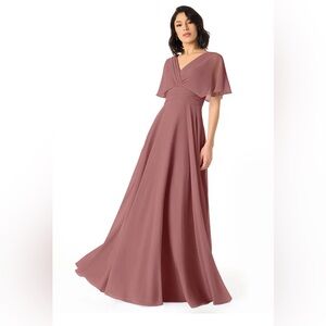Azazie Pamela Chiffon Gown-Cedar Rose